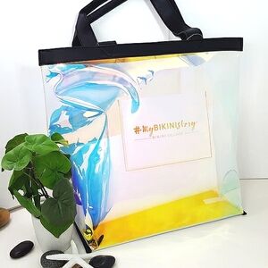 Bikini Village🌺Clear Holographic PVC Nylon Totebag💗Beach Bag